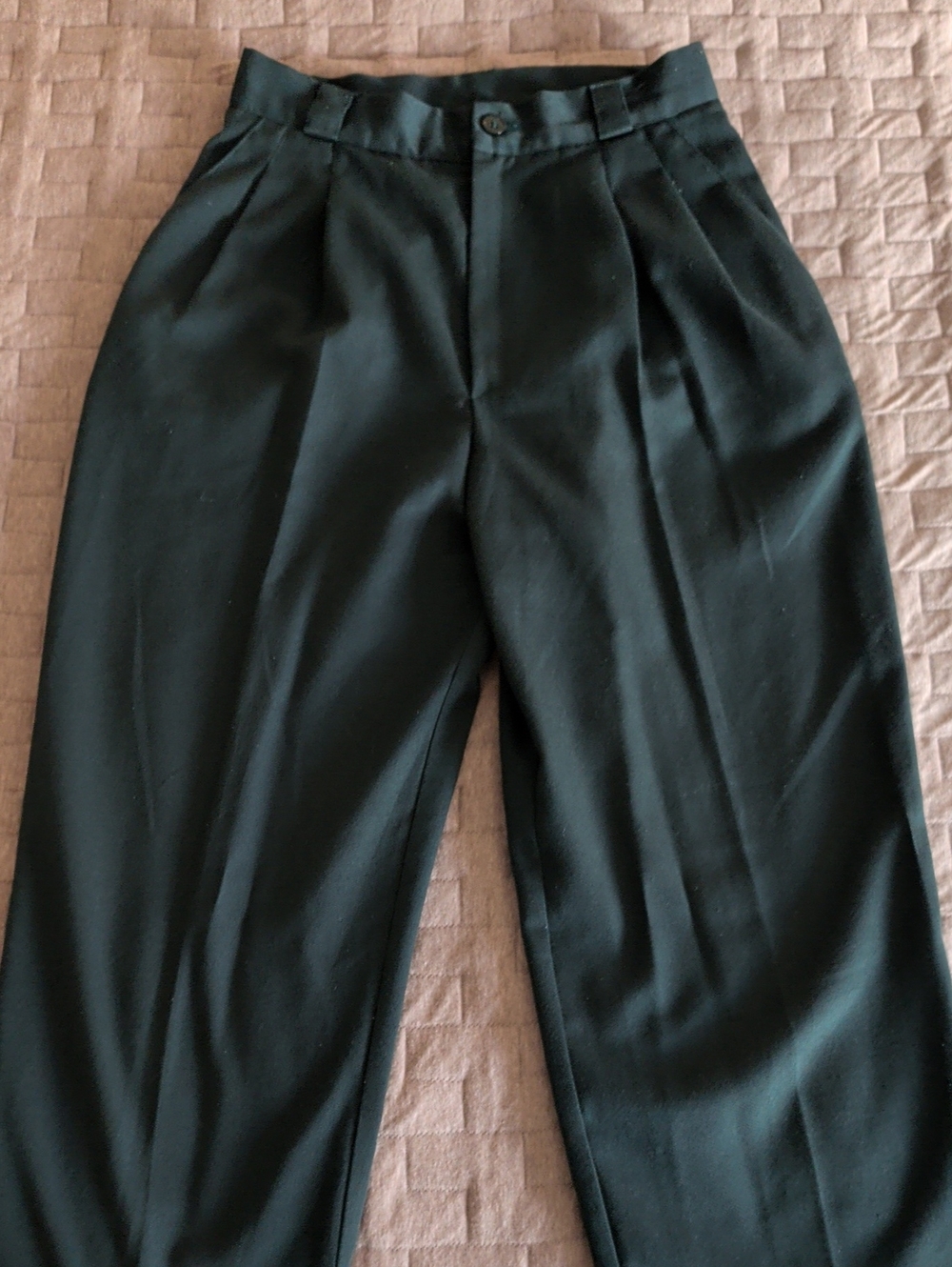 Vintage Women's Dark Green Pleated Trousers